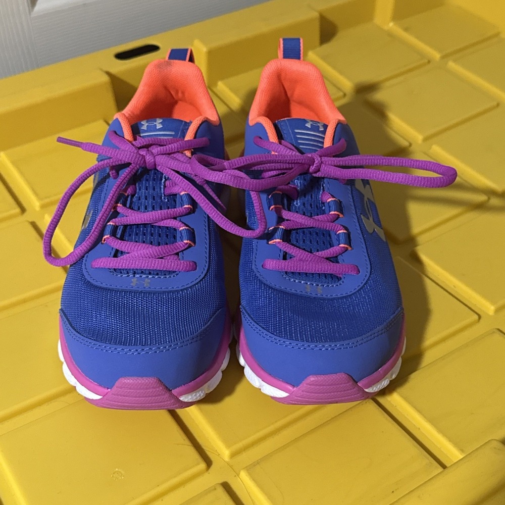 Under Armour Girls Assert 8 3022100-402 Blue Running Shoes Sneakers Size 5Y - Picture 2 of 5